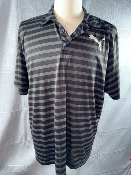 Puma Other - 2914-Puma Men’s Black and Gray Striped Polo Shirt